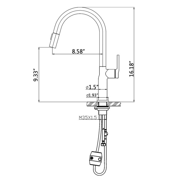 FCKJ Pull Down Single Handle Kitchen Faucet with Deck Plate | Wayfair